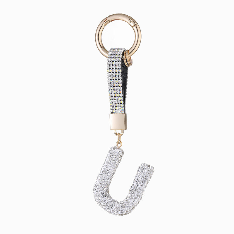 Wholesale Pottery Clay Water Diamond Alloy Dot Diamond Letter Keychain